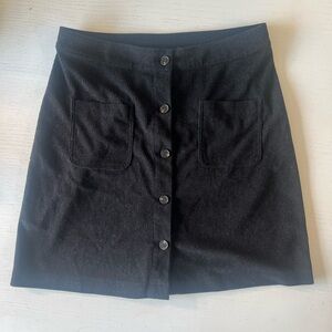 Black Corduroy-look Button Down mini skirt 18.5” length, 2 front pockets